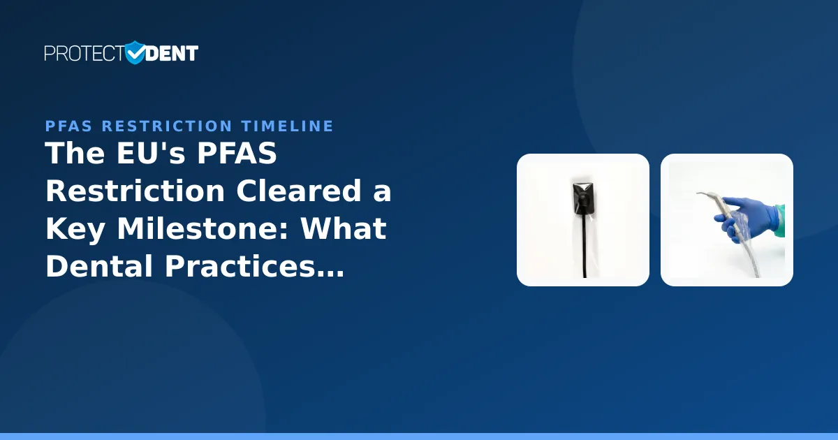 PROTECTDENT banner: EU PFAS restriction timeline for dental practices