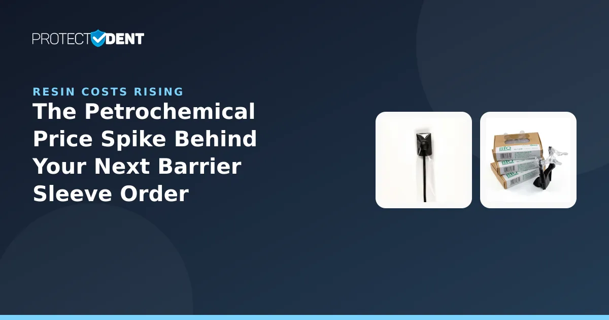 PROTECTDENT banner: rising polyethylene resin costs and barrier sleeve pricing in 2026