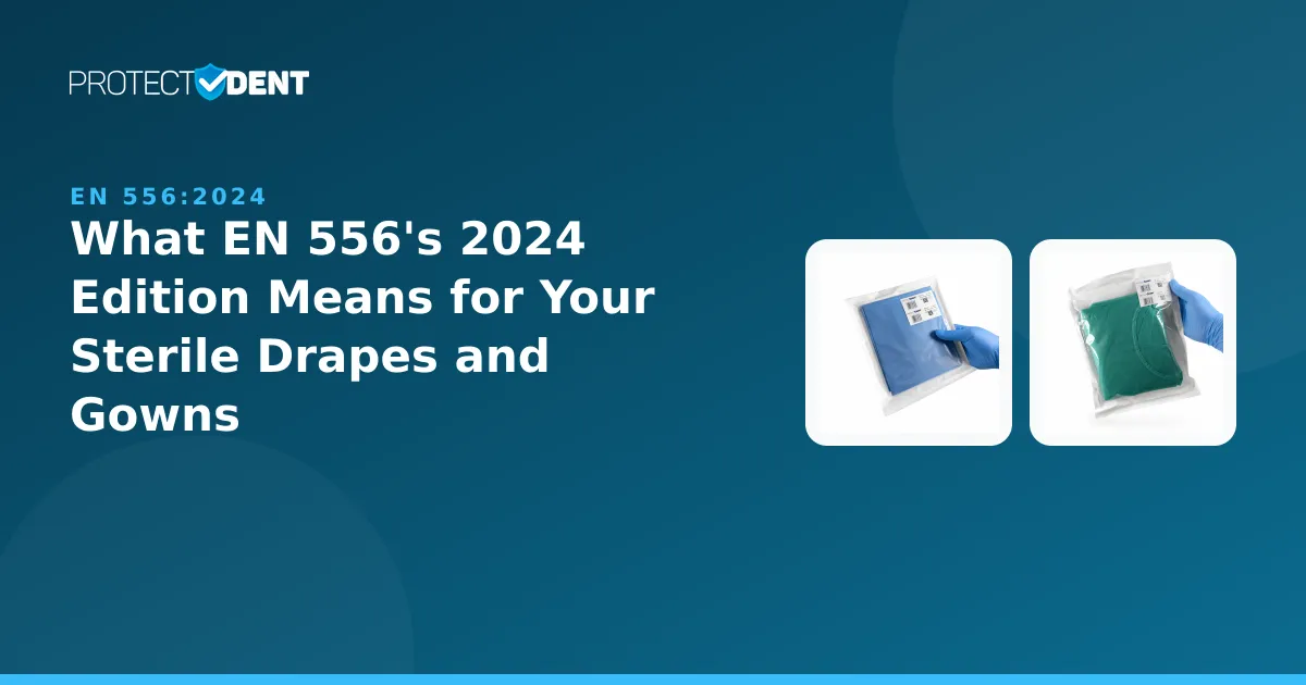 PROTECTDENT banner: EN 556:2024 sterile device standard update