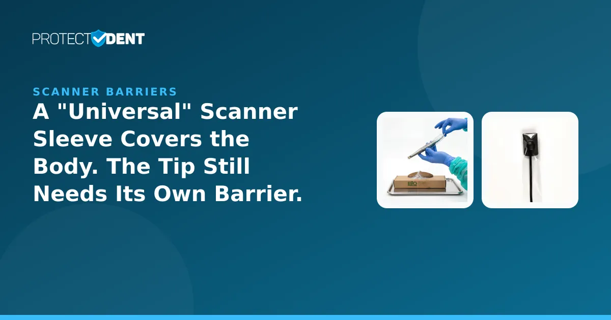 PROTECTDENT banner: intraoral scanner and camera sleeve barriers